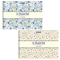 Альбомы для рисования ДЭК, А4, 40 л., КОМПЛЕКТ 2 шт., гребень, рельефный картон, BRAUBERG, 200х290 мм, "Паттерн", 107744