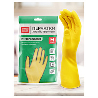 Перчатки резиновые OfficeClean хозяйственные, р.М, желтые, пакет с европодвесом 248569/Н