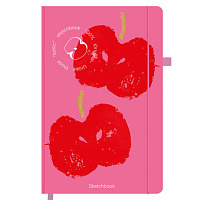Скетчбук, слоновая кость 140 г/м2, 130х210 мм, 80 л., софт-тач, резинка, BRAUBERG ART CLASSIC, "Red apples", 117773