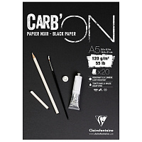 Блокнот для эскизов и зарисовок 20л. А5 на склейке Clairefontaine "Carb'ON", 120г/м2, мелкозер.,черн