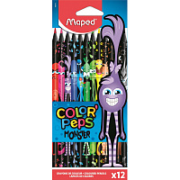 Карандаши цветные Maped BLACK MONSTER 12 цветов, пластиковые, 862612