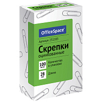 Скрепки оцинкованные 28мм, 100шт., карт. упак.: 231183 штр.: 4680211078485