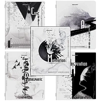 Тетради ДЭК А5 48 л. КОМПЛЕКТ 5 шт. BRAUBERG скоба, клетка, матовая ламинация, BLACK&WHITE, 404963