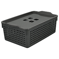 Корзинка "Лофт" с крышкой (серый). Размер 29,5х18,5х10,5 см. Объём 3,8 л.