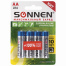 Батарейки КОМПЛЕКТ 4 шт., SONNEN Super Alkaline, АА (LR6,15А), алкалиновые,