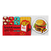 Клейкие закладки пластиковые ErichKrause Культ еды, 15х50 мм, 30х50 мм, 45х45 мм, 100 листов, ассорти