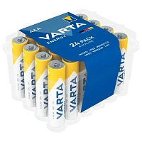 Батарейки алкалиновые "мизинчиковые" КОМПЛЕКТ 24 шт., VARTA ENERGY, ААА (LR03,15А), пластиковый бокс, 4103229224