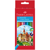 Карандаши цветные Faber-Castell, 12цв., заточен., картон, европодвес. 120112