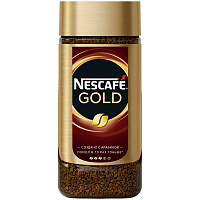 Кофе растворимый Nescafe "Gold", сублимированный, с молотым, тонкий помол, стеклянная банка, 190г.