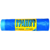 Мешки для мусора Гранит НД с завяз 60л 56x68см 14мкм син 20шт/рул штр.  4607014441025