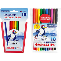 Фломастеры "Пингвины", 10цв., блистер, европодвес: 7790/10 штр.:  8595013616215