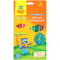 Карандаши "Енот в саванне" 12цв., утолщенные, картон. уп., европодвес CP_11500
