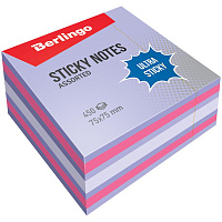 Самоклеящийся блок Berlingo "Ultra Sticky", 75*75мм, 450л, 3 цвета. LSn_40201
