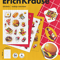 Наклейки на тетрадь ErichKrause Культ еды, 4 л., в пакете с европодвесом