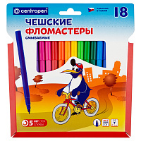 Фломастеры "Пингвины", 18цв., блистер, европодвес: 7790/18 штр.:  8595013616239