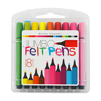 ФЛОМАСТЕРЫ УТОЛЩЕННЫЕ "BRIGHT COLORS JUMBO" 18 ЦВ. В ПЛАСТИКОВОМ ПЕНАЛЕ
