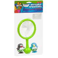 Игр. наб. для купания с брызгалкой, Bondibon, сачок и 2 пингвина, pvc