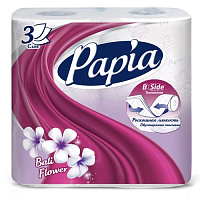 Туалетная бумага Papia 3х-слойная, Балийский цветок, 4 шт