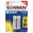 Батарейки КОМПЛЕКТ 2 шт., SONNEN Alkaline, АА (LR6, 15А), алкалиновые,