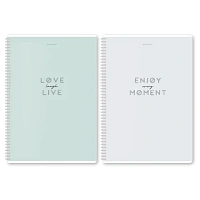 Тетради ДЭК А4 96 л. КОМПЛЕКТ 2 шт. BRAUBERG гребень, клетка, матовая ламинация, "Пастель_2", 404884