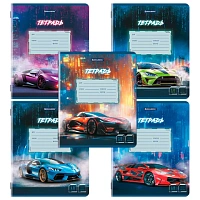 Тетради ДЭК 18 л. КОМПЛЕКТ 10 шт. BRAUBERG, клетка, обложка картон, "SPORT CARS", 107334