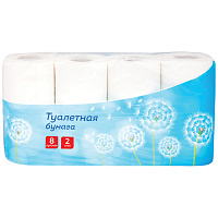Бумага туалетная OfficeClean 2-х слойн., 8шт., тиснение, белая  249815