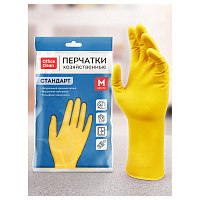 Перчатки резиновые OfficeClean хозяйственные Стандарт р.М, желтые, пакет с европодвесом  257669