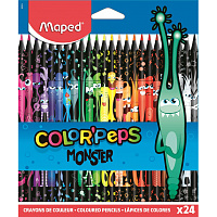 Карандаши цветные Maped BLACK MONSTER 24 цветов, пластиковые, 862624