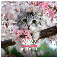 Календарь настенный перекидной на скрепке, 230*230 мм 12л. BG "Котики", 2027г.