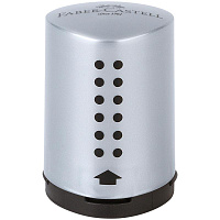 Точилка пластиковая Faber-Castell "Grip 2001 Mini", 1 отверстие, контейнер, серебряная. 183700
