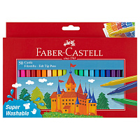 Фломастеры Faber-Castell, 50цв., смываемые, картон, европодвес