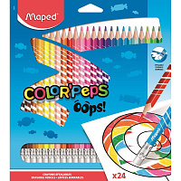 Карандаши цветные c ластиком Maped COLOR PEPS OOPS,24 цв, пластик,832824