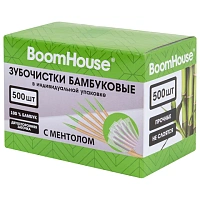 Зубочистки с МЕНТОЛОМ бамбуковые 500 шт. в индивидуальной упаковке, BOOMHOUSE (БУМХАУС), 701952