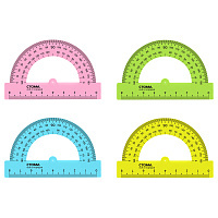 Транспортир 08см, 180° Стамм "Neon Cristal", 4цв. ТР01