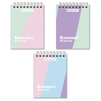 Блокнот МАЛЫЙ ФОРМАТ А7, 75х105 мм, 40 л., гребень, клетка, кросс-серия "PASTEL", BRAUBERG, 117014