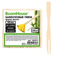 Шпажки-пики для канапе бамбуковые, ВИЛКА 9 см, 100 шт., BOOMHOUSE (БУМХАУС), 701977