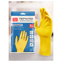 Перчатки резиновые OfficeClean хозяйственные Стандарт р.XL, желтые, пакет с европодвесом 257668