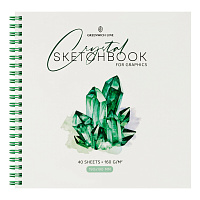 Скетчбук для графики и эскизов 40л., 190*190 Greenwich Line "Crystal. Emerald Stone", на гребне, 160г/м2