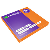 Самоклеящийся блок Berlingo "Ultra Sticky", 75*75мм, 80л, оранжевый неон. LSn_39204