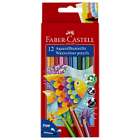 Карандаши акварельные Faber-Castell, 12цв+кисть, картон, европодвес. 114413