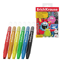 Гелевые мелки ErichKrause Веселые друзья , 6 цветов (в ПЭТ-боксе с европодвесом 6 штук)