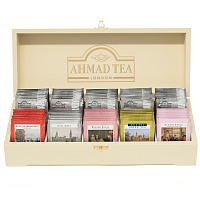 Подарочный набор чая Ahmad Tea "Коллекция", 10 видов, 100 фольг. пакетиков, деревянная шкатулка