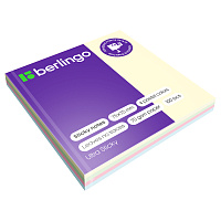 Самоклеящийся блок Berlingo "Ultra Sticky", 75*75мм, 100л, 4 пастельных цвета. LSn_39601