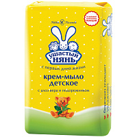 Мыло-крем Ушастый нянь, детское, с Алоэ-вера и подорожником, бумажная обертка, 90г 10199