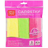 Салфетки для уборки OfficeClean "Стандарт", универсальные, плотная микрофибра,30*30см, 3шт., ассорти. 275760