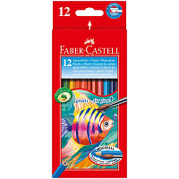 Карандаши акварельные Faber-Castell, 12цв+кисть, картон, европодвес. 114413