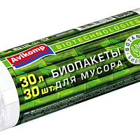 Мешки для мусора Авикомп 30л (30шт)рул.бел.6 мкм. Биоразлагаемые BOTANICA *5/35 (87839)