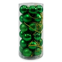 Шары ёлочные НАБОР 30 шт., 4 см, "Базовая серия", пластик, ЗЕЛЕНЫЕ (глянец, матовый, глиттер), ЗОЛОТАЯ СКАЗКА, 592887