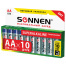 Батарейки КОМПЛЕКТ 10 шт., SONNEN Super Alkaline, АА (LR6,15А), алкалиновые,