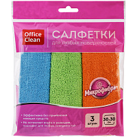 Салфетка для уборки OfficeClean "Стандарт", микрофибра, 30*30см, 3шт., европодвес  252716/ГР